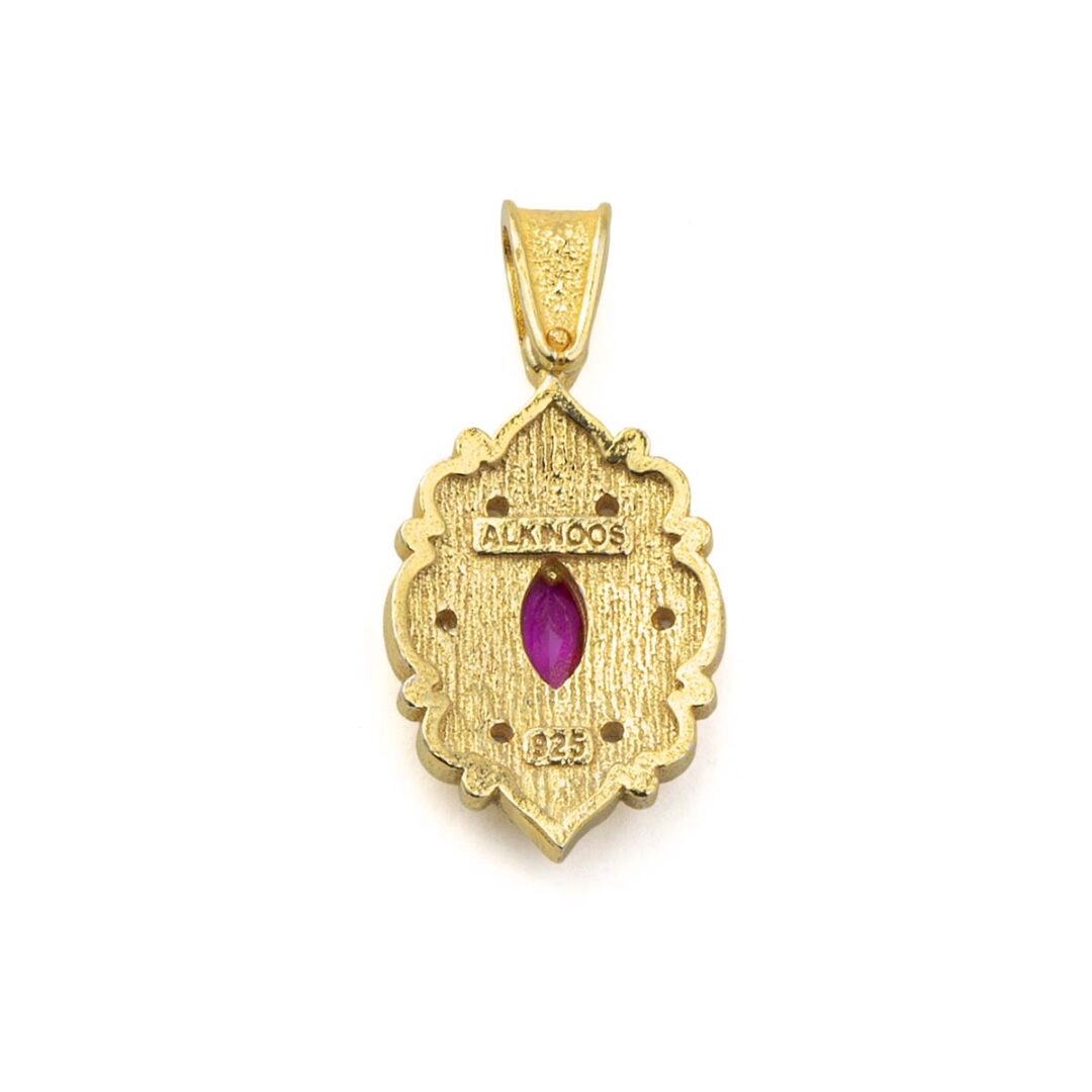 Byzantine Flower Pendant with Zircon Stone