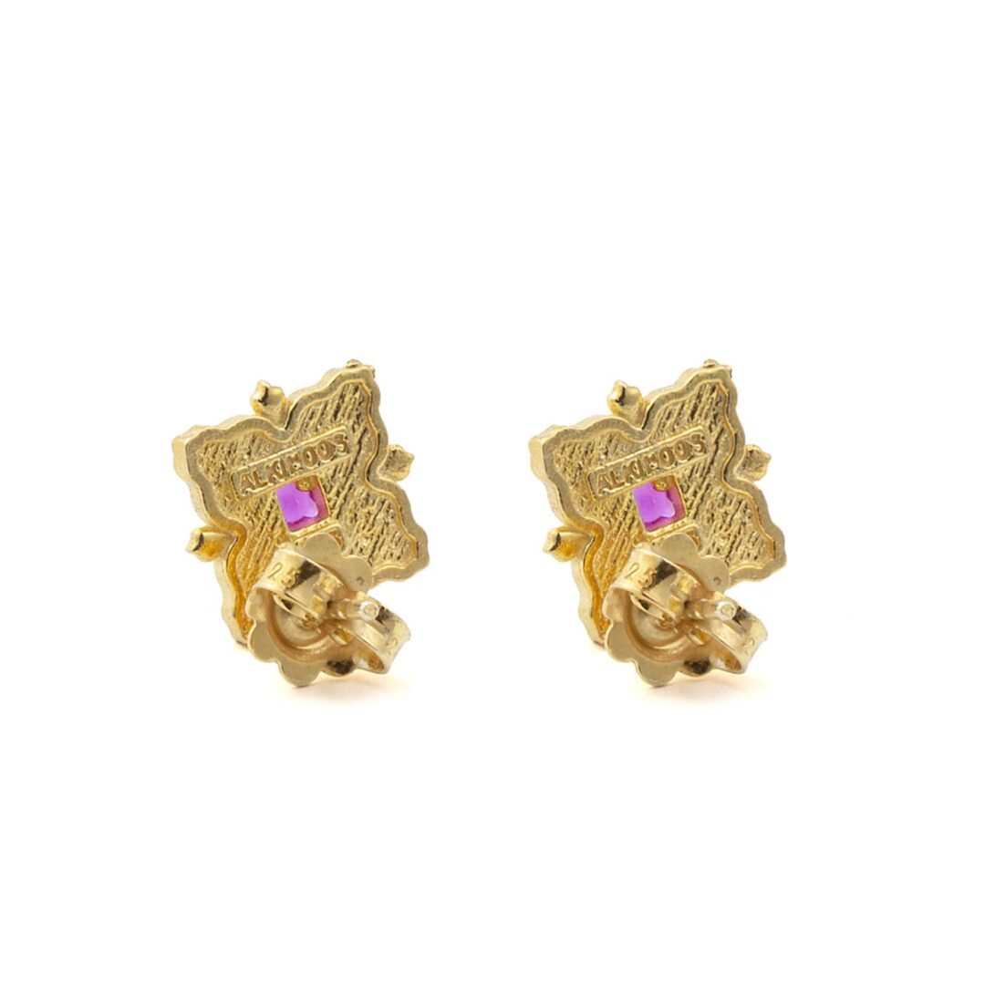 Byzantine Stud Earrings with Zircon - 925 Sterling Silver and 18K Gold Plating