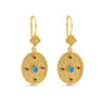 Byzantine Dangle Oval Earrings with Zircon — Blue