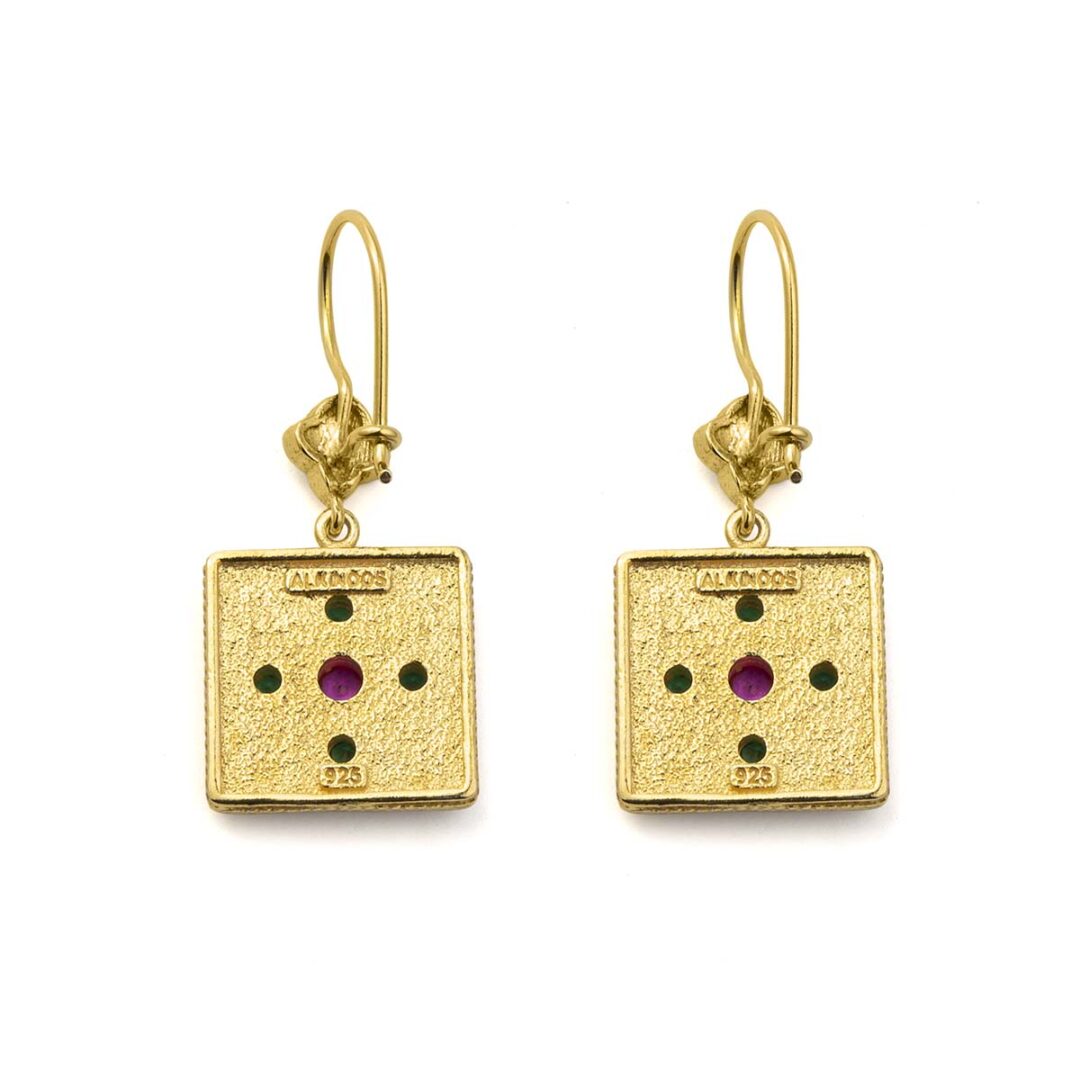 Byzantine Dangle Earrings with Multicolor Zircon