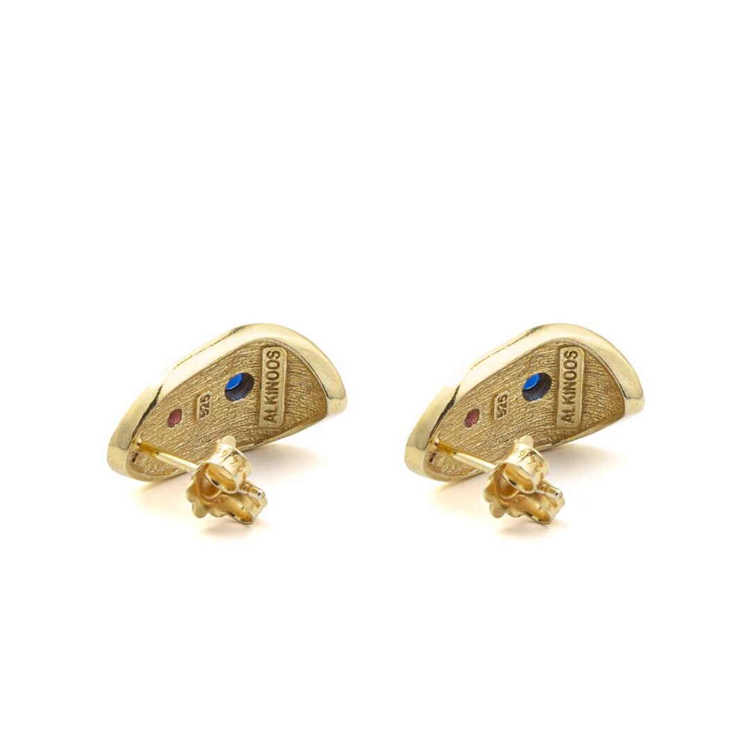 Two Tone Byzantine Stud Earrings with Zircon