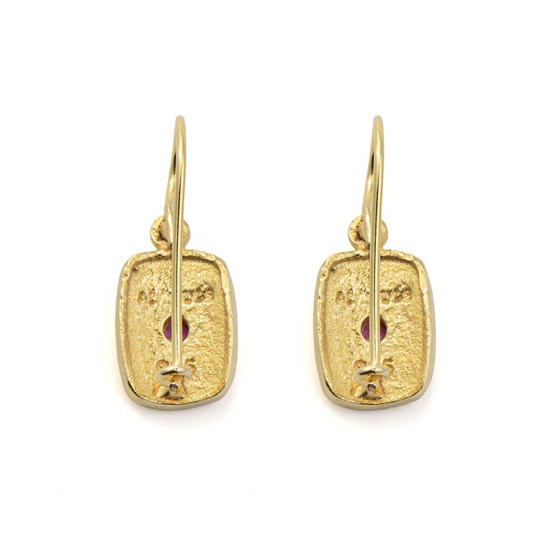 Byzantine Drop Earrings with Red Zircon - 925 Sterling Silver