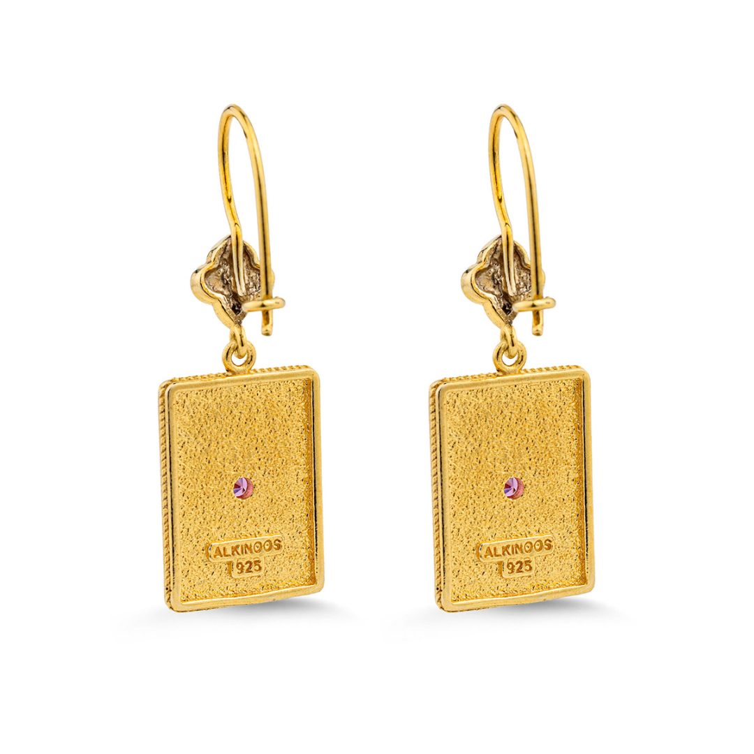 Byzantine Floral Rectangle Earrings
