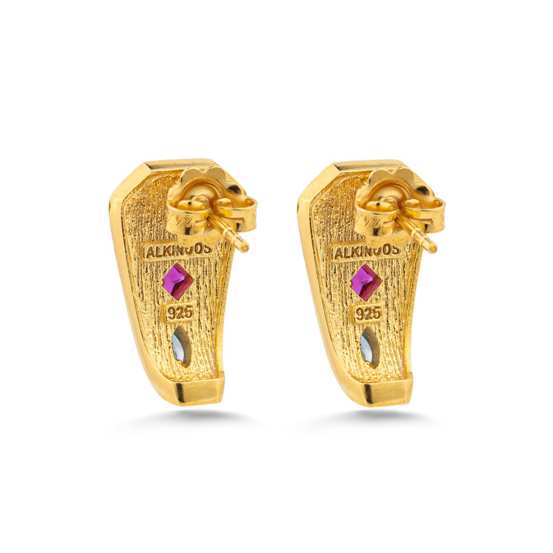 Byzantine Stud Earrings with Multicolored Zircon Stones