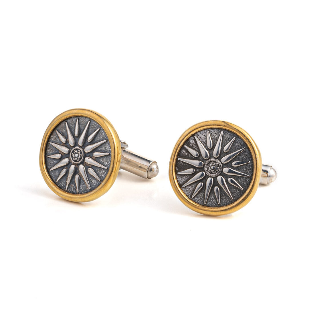 Vergina Cufflinks - 925 Sterling Silver and Gold Plated