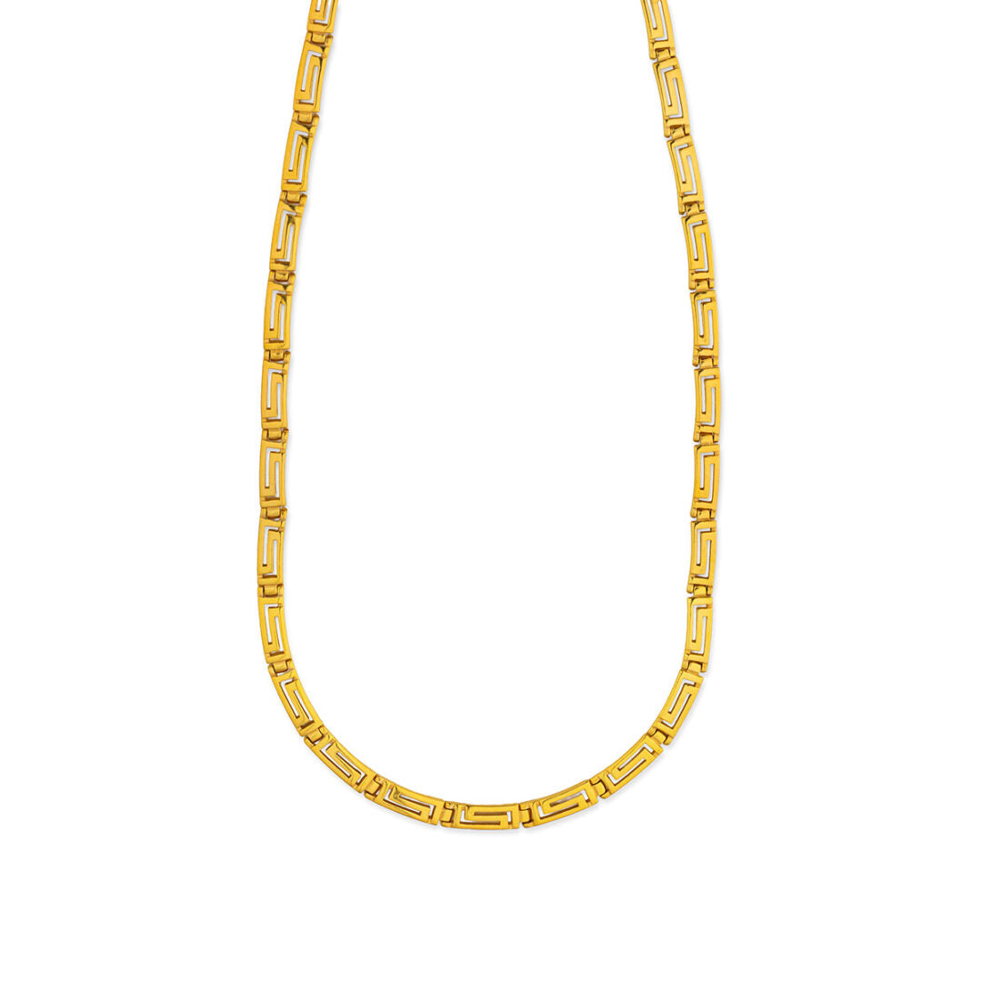 Meander Greek Key Necklace in Sterling Silver Gold Plated