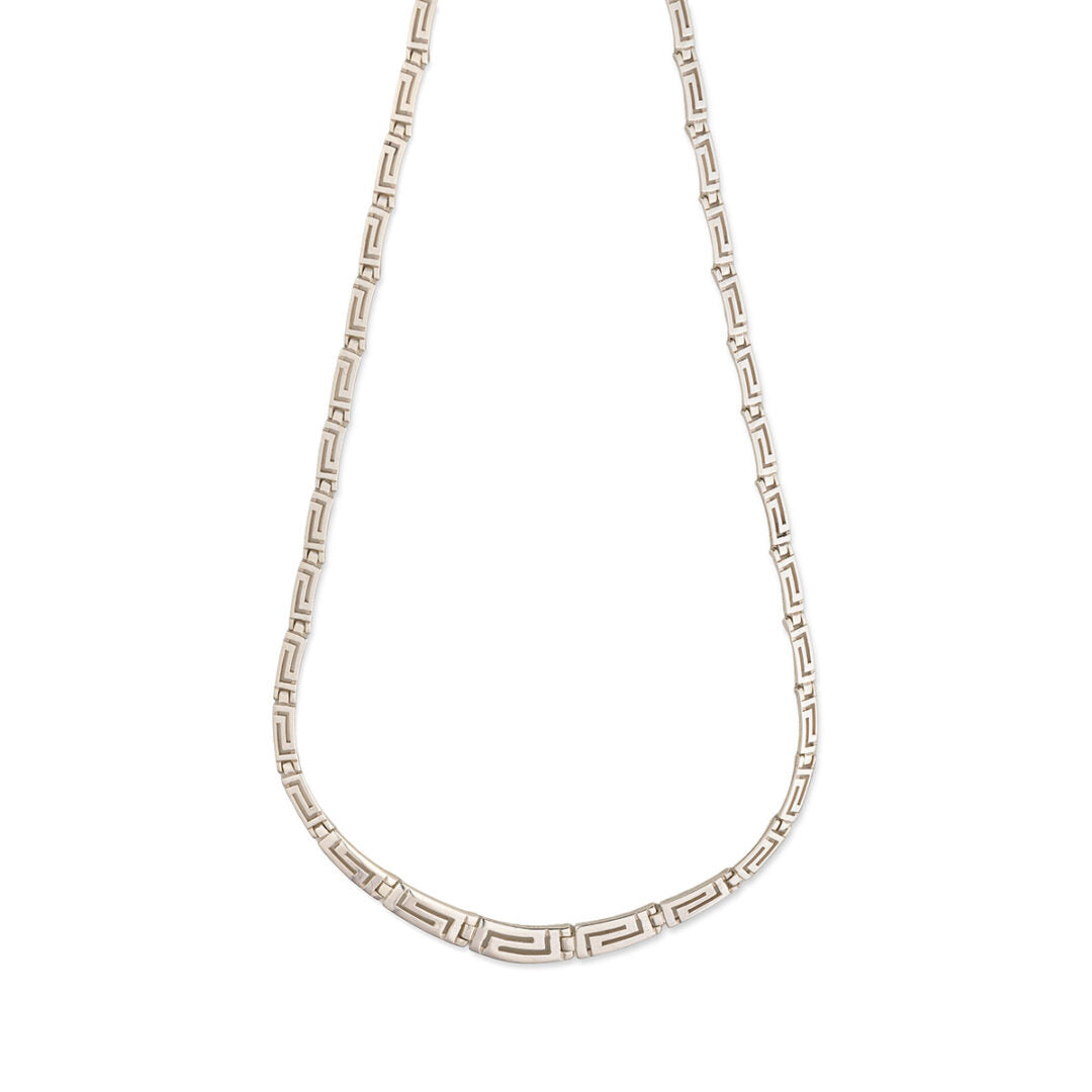 Greek Key Meander Motif Necklace in Sterling Silver