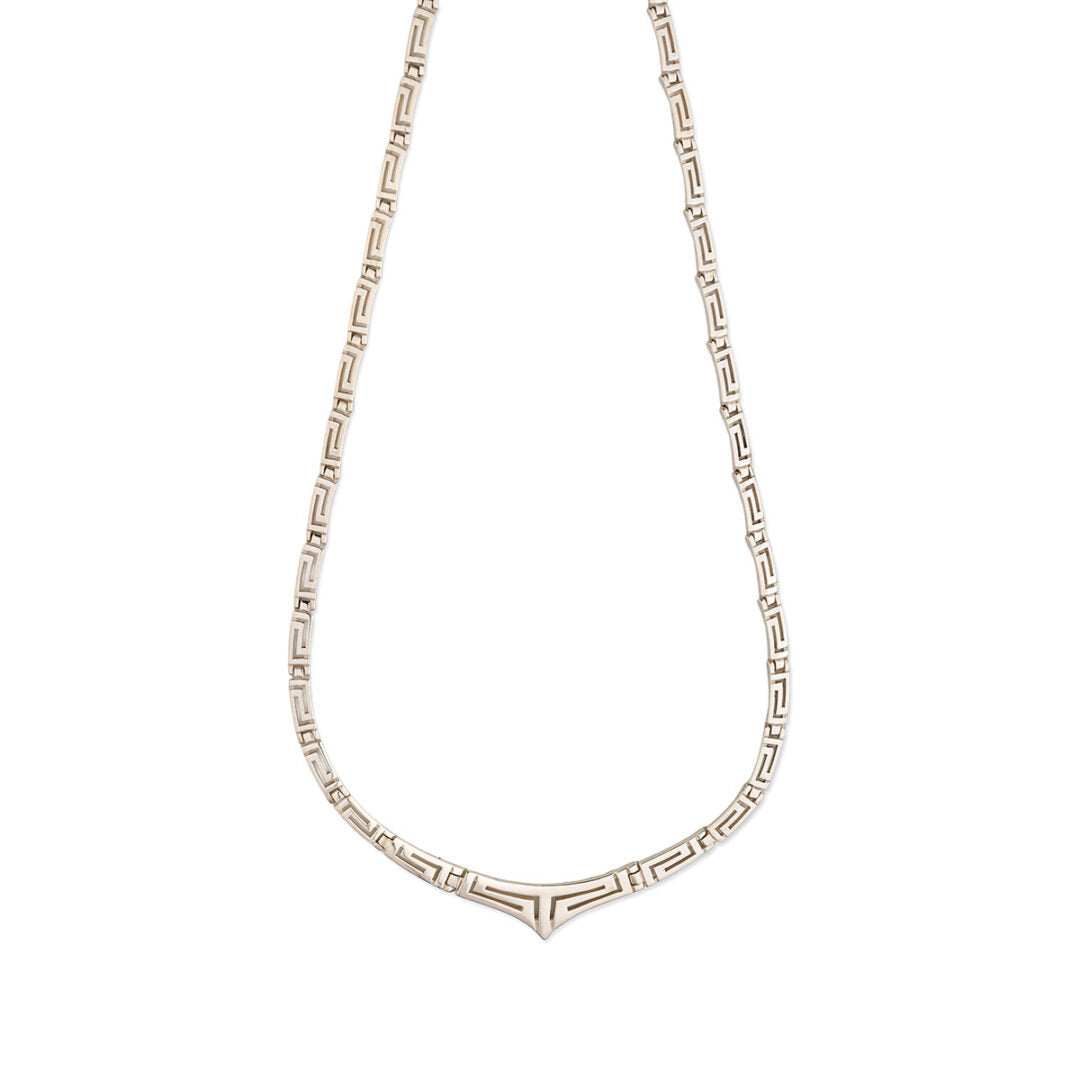 Greek Key V Necklace in 925 Sterling Silver
