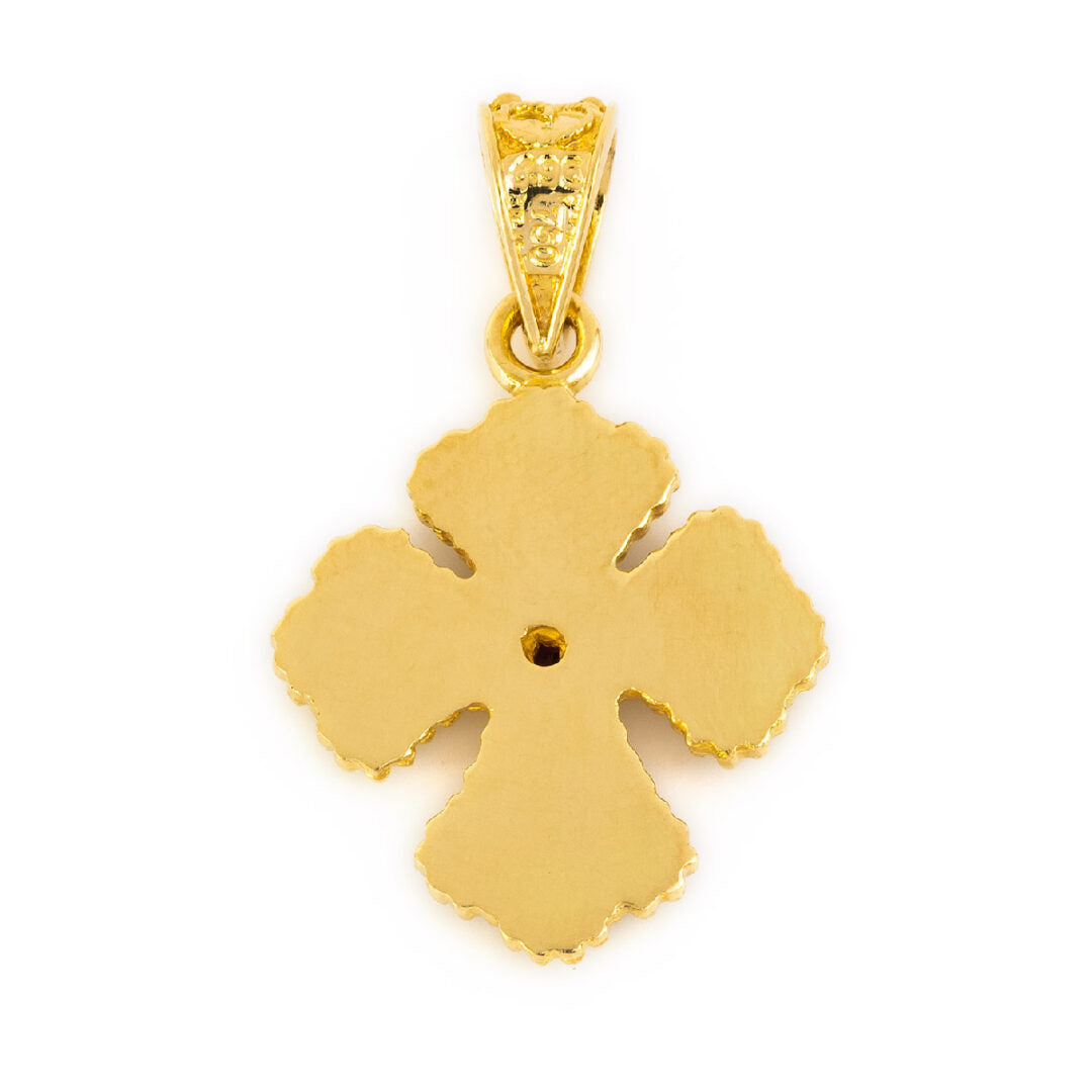 18K Gold Byzantine Filigree Cross with Turquoise Enamel