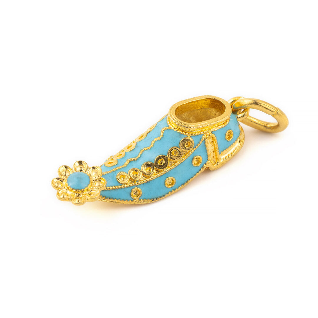 14k Yellow Gold Pendant Traditional Greek Tsarouhi