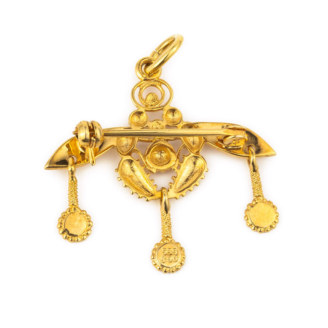 14k Gold Minoan Bees Pendant