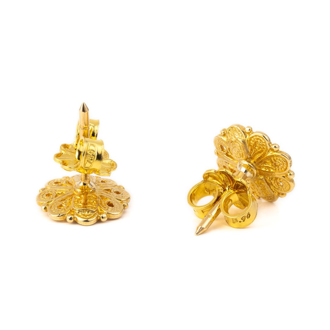 Byzantine Rosette Stud Earrings – 18K Gold