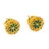 18K Gold Rosette Stud Earrings with Enamel — Green