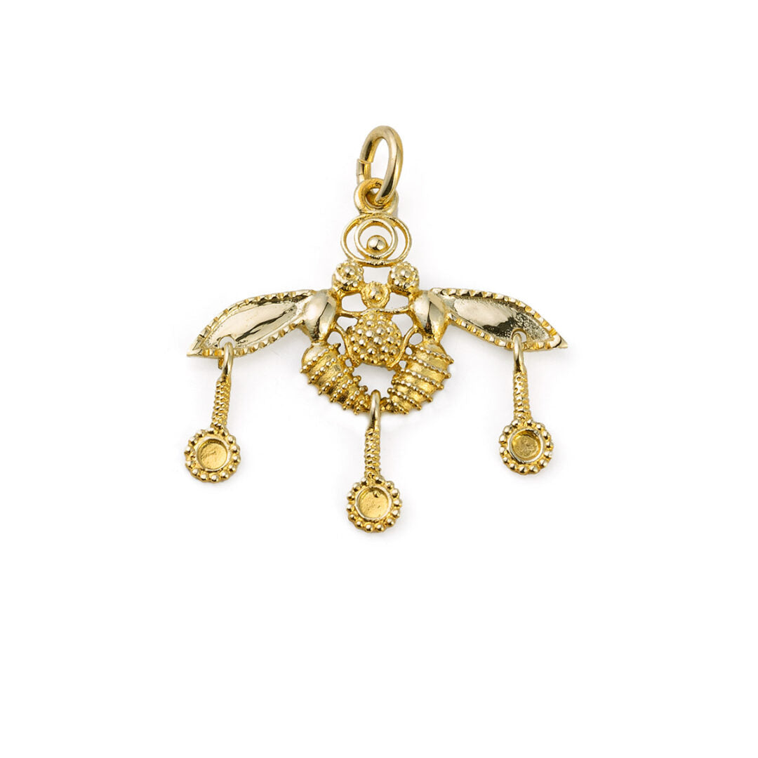 Gold Bee Pendant in 14K Solid Yellow Gold