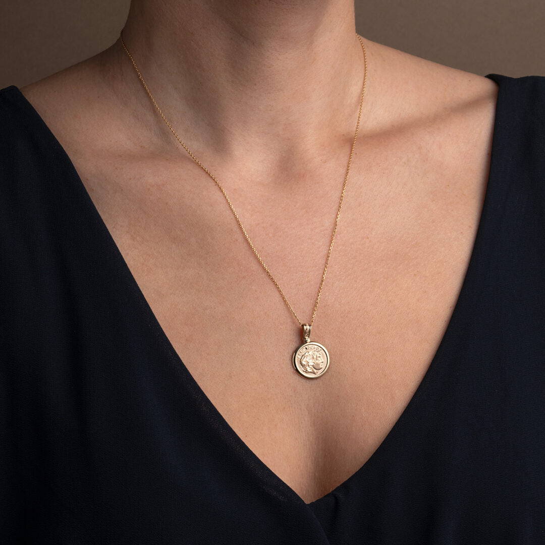 Alexander the Great 14K Gold Coin Pendant