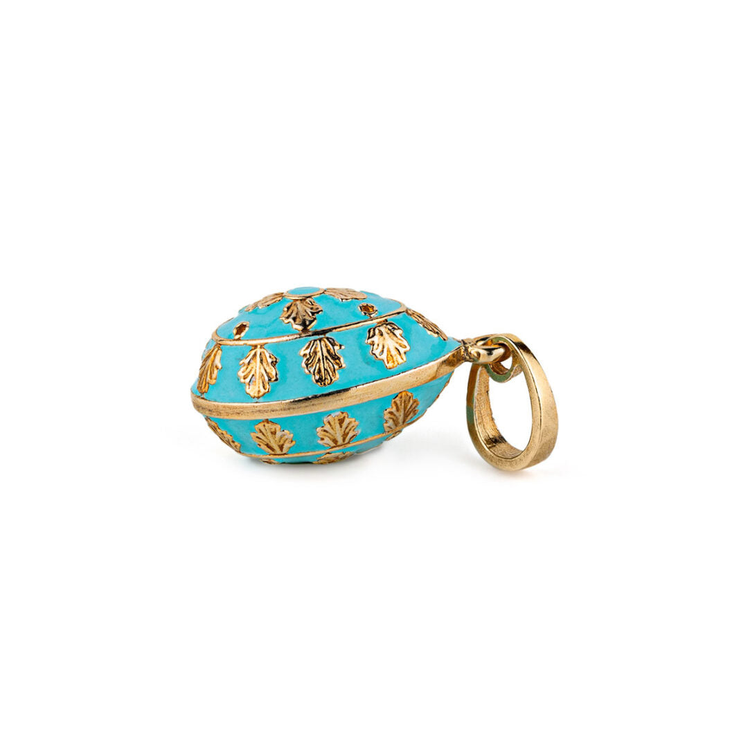 Egg Cross Pendant Necklace with Enamel - Sterling Silver and Gold Plated — Turquoise