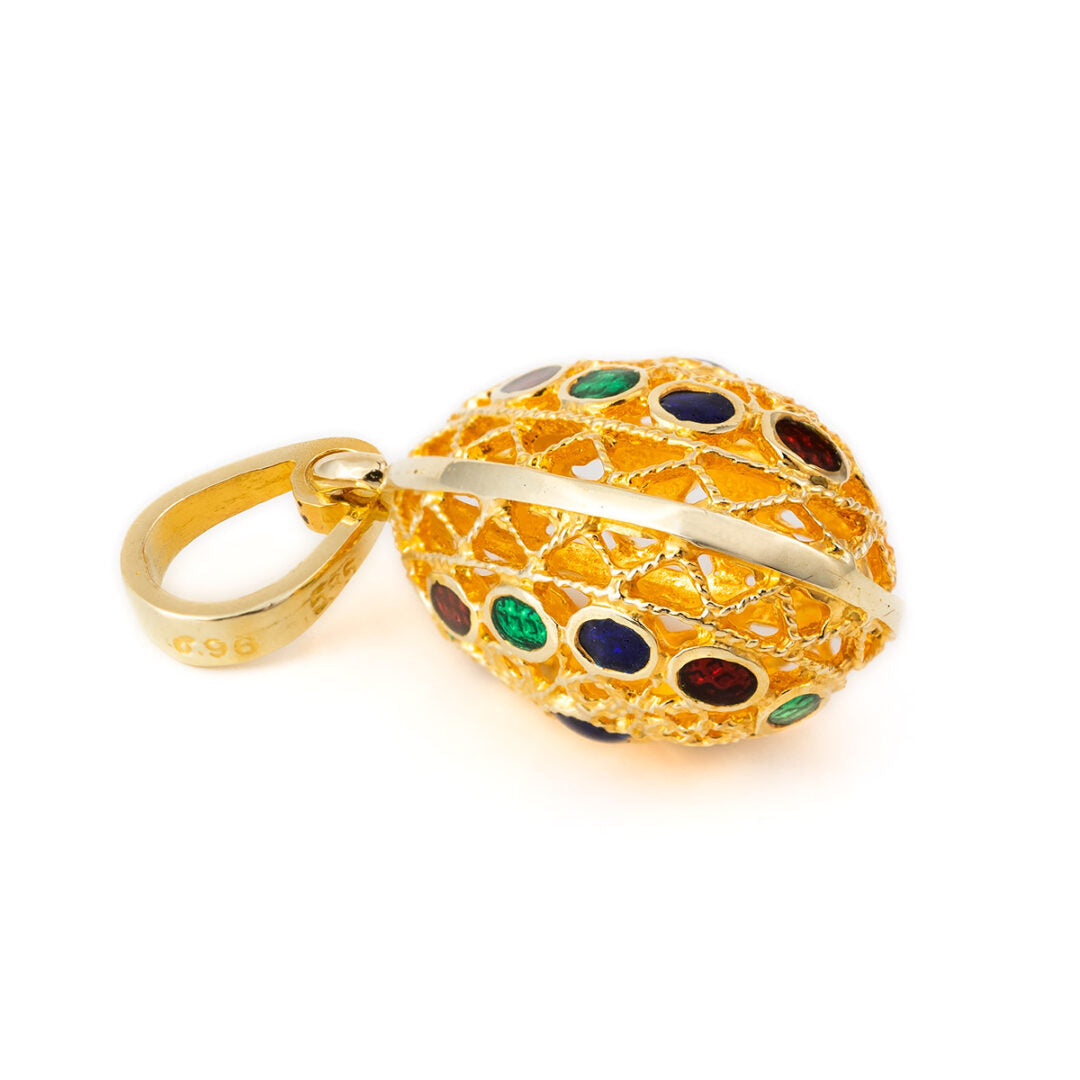 Filigree Egg Pendant with Spiral Motifs - 14k Gold