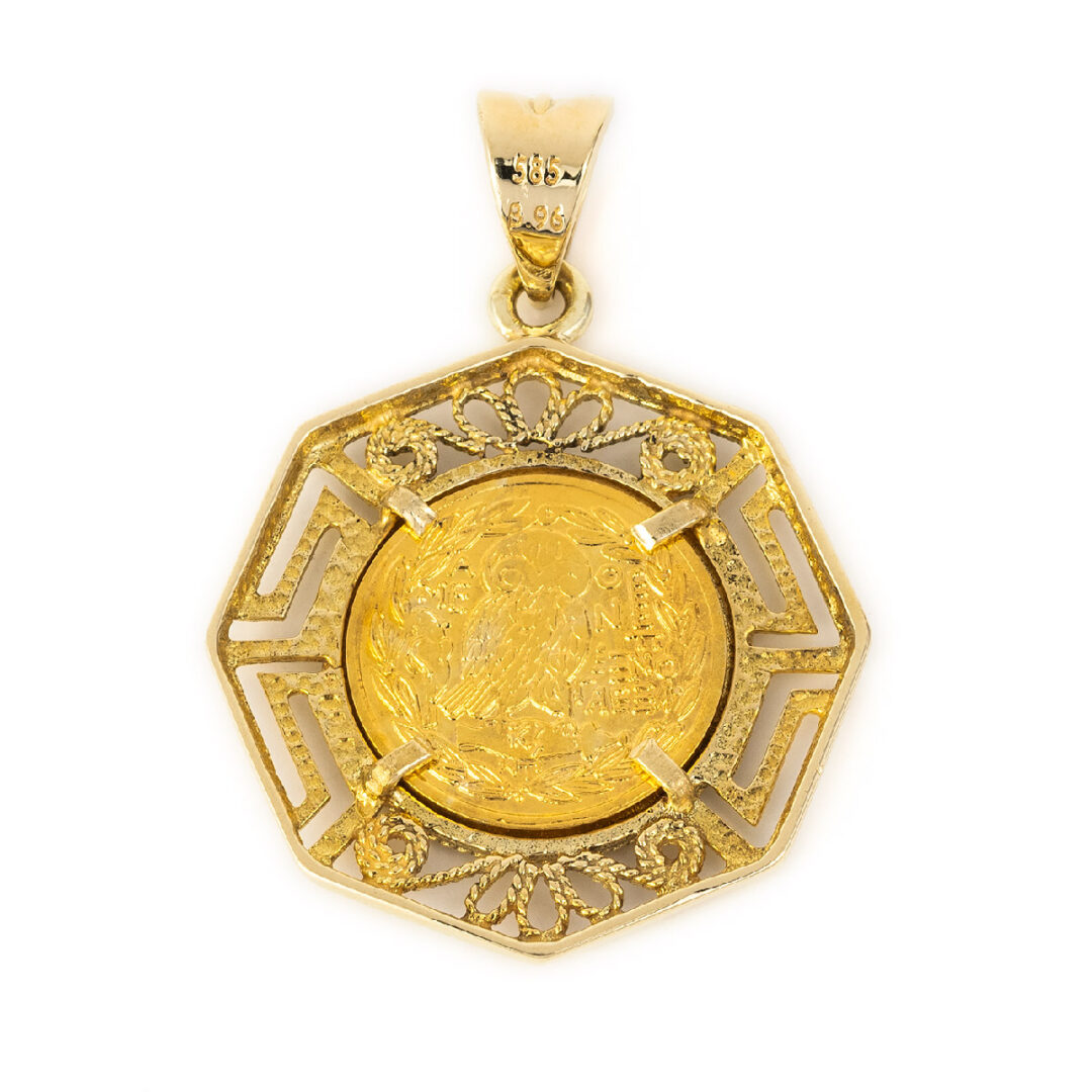 Goddess Athena Coin Pendant in 14K Gold