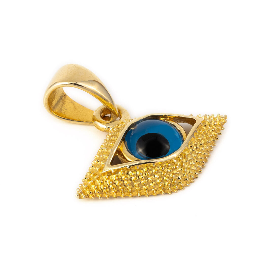 14K Solid Gold Evil Eye Pendant
