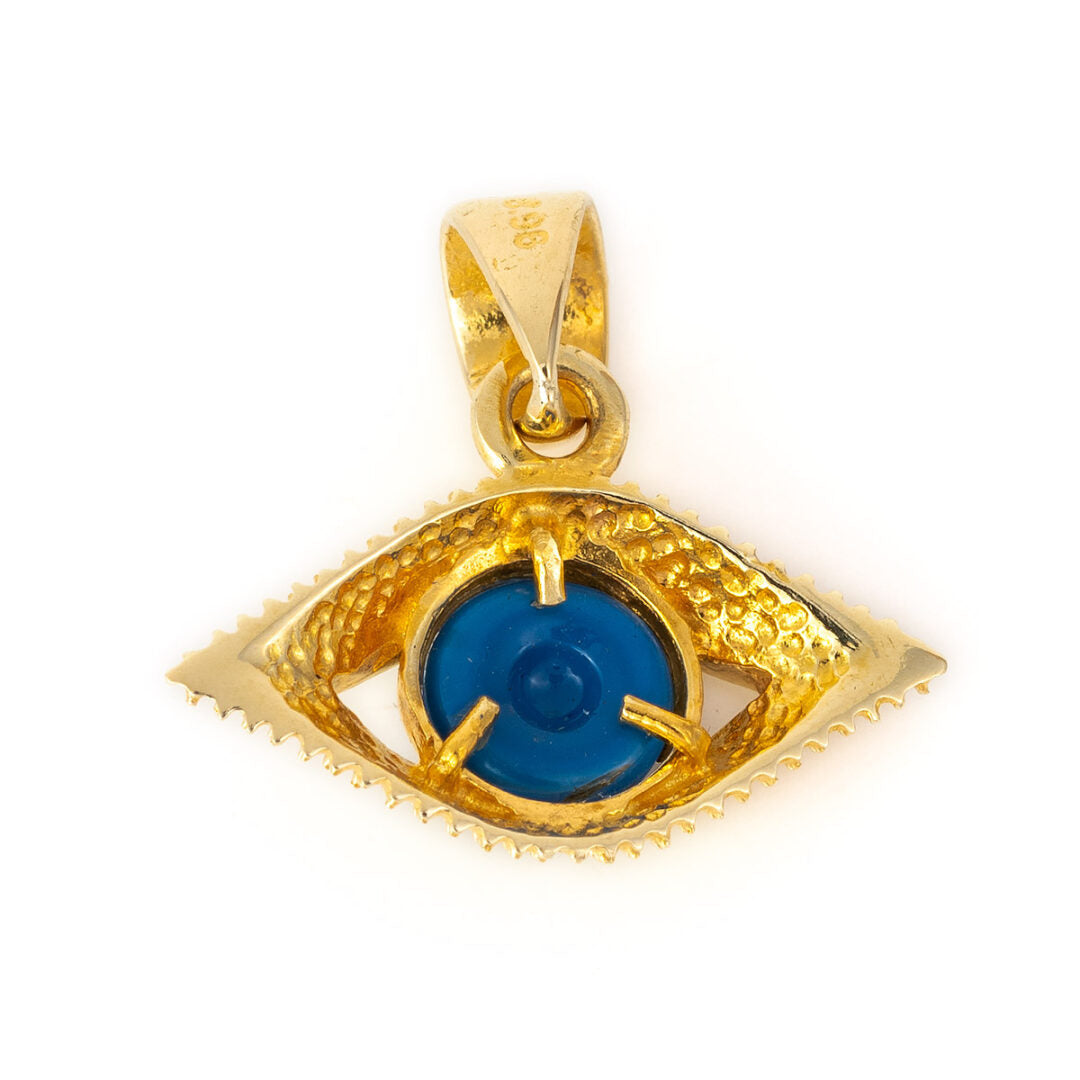 14K Solid Gold Evil Eye Pendant