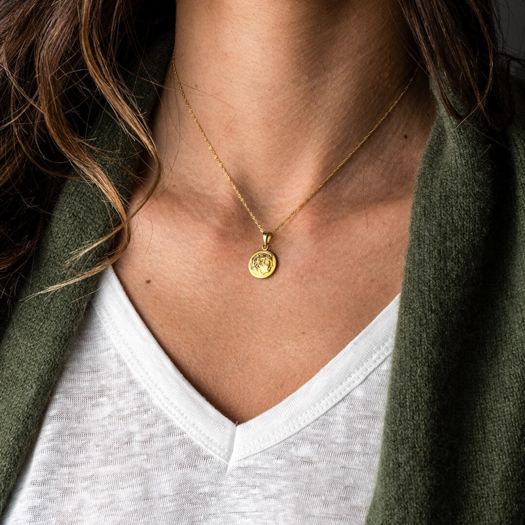Alexander the Great Coin Pendant - 14K Gold