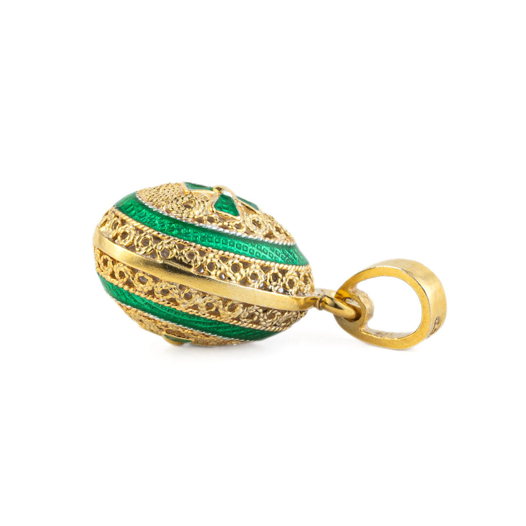 Cross Egg Silver Pendant Necklace with Enamel