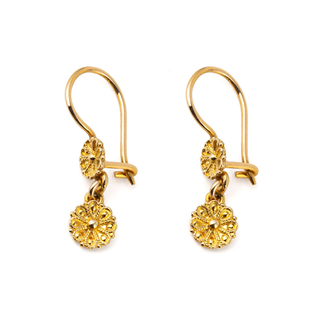 18K Gold Byzantine Rosette Earrings