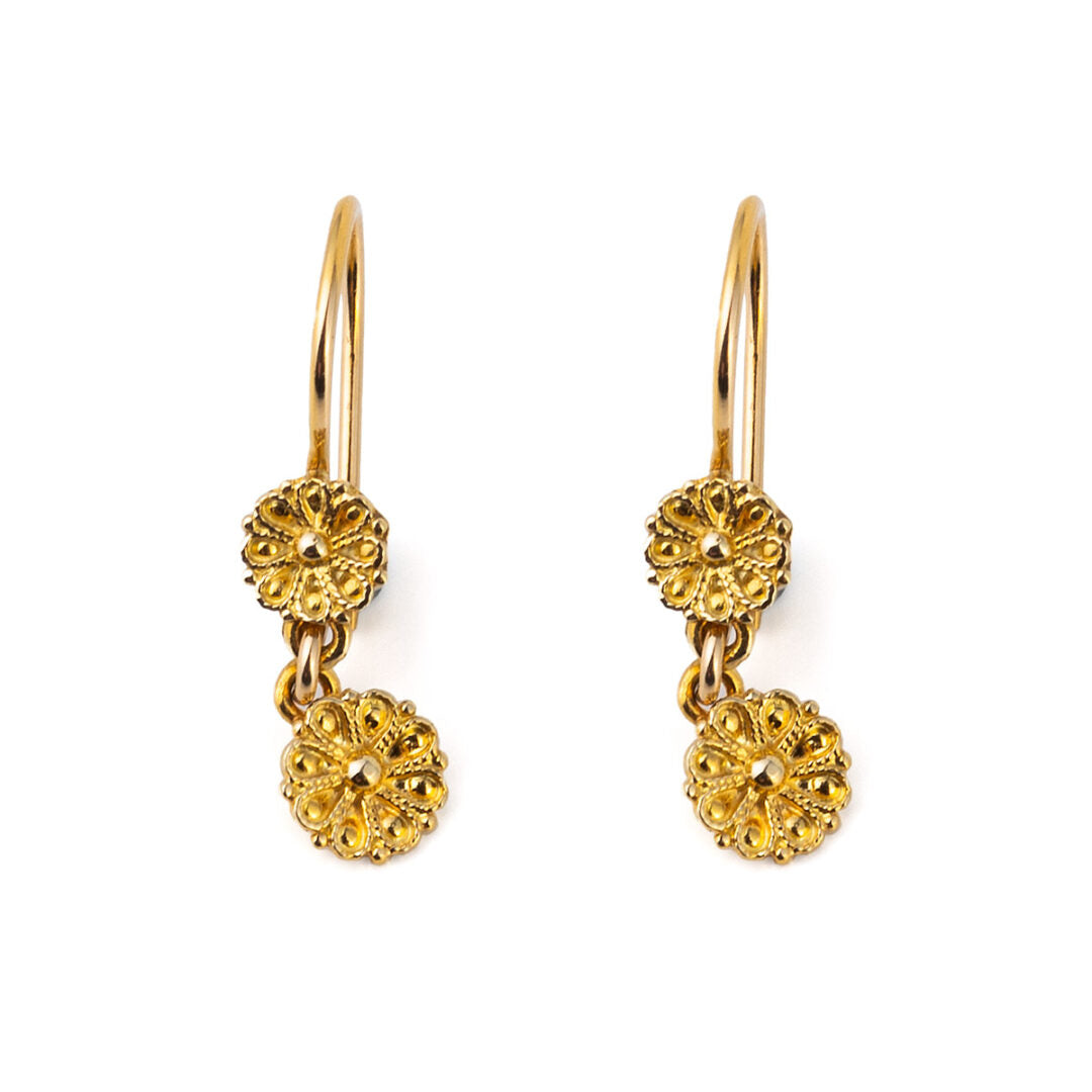 18K Gold Byzantine Rosette Earrings