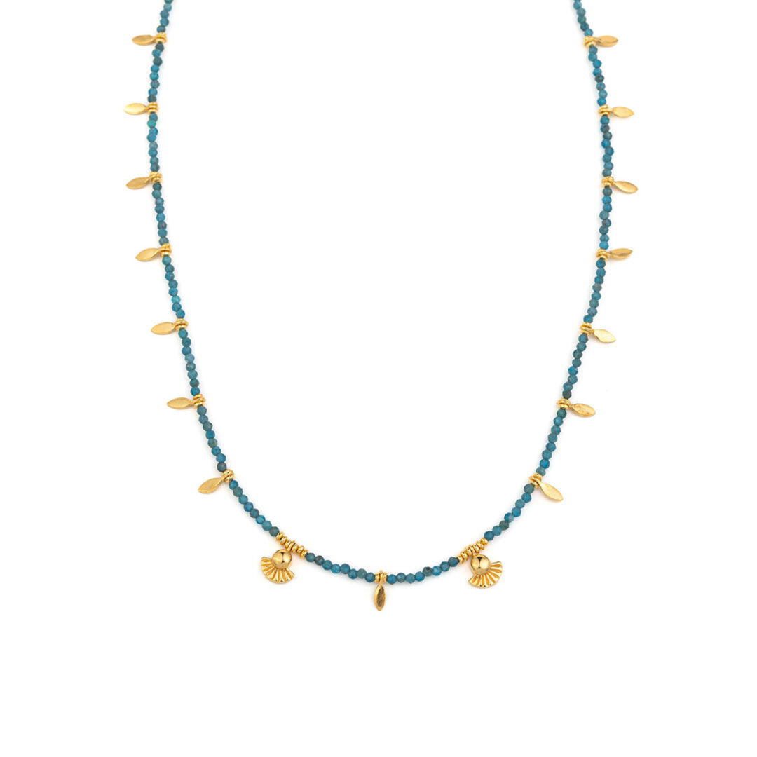 Κολιέ με πέτρες Απατίτη – Ασήμι 925 Επιχρυσωμένο