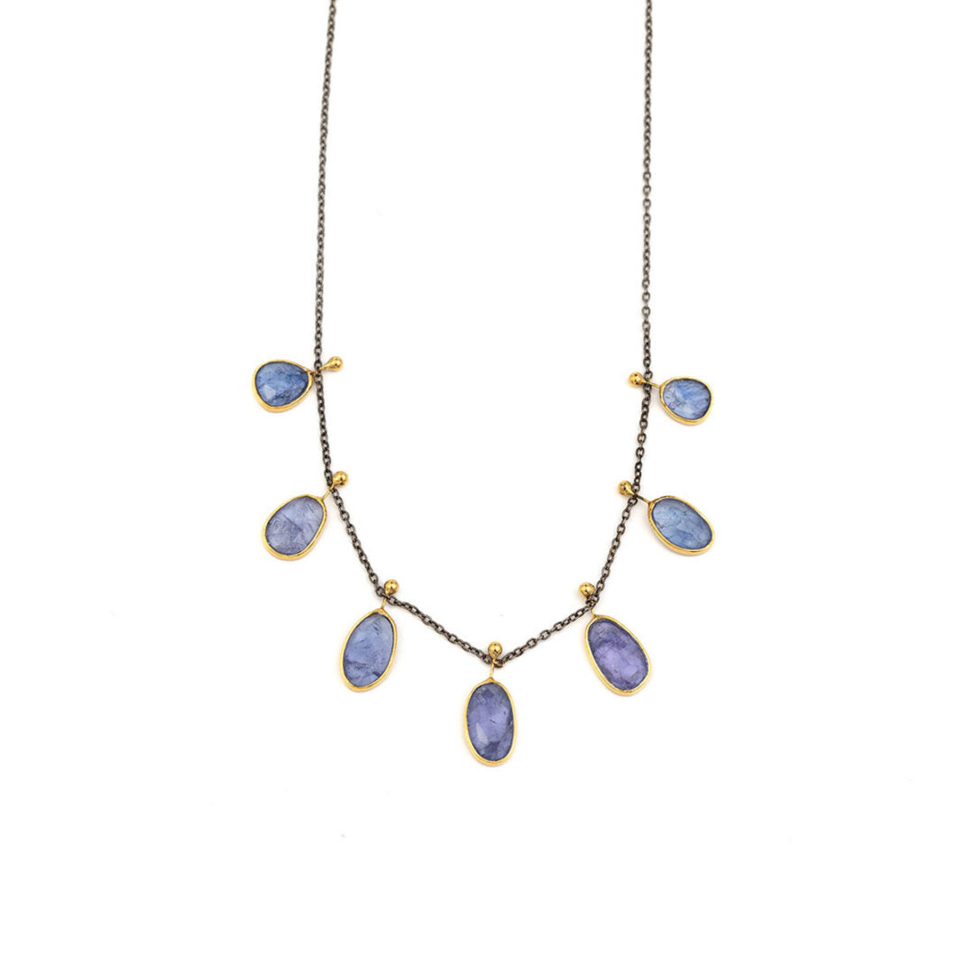 925 Sterling Silver and Gold Plated Necklace with Tanzanite