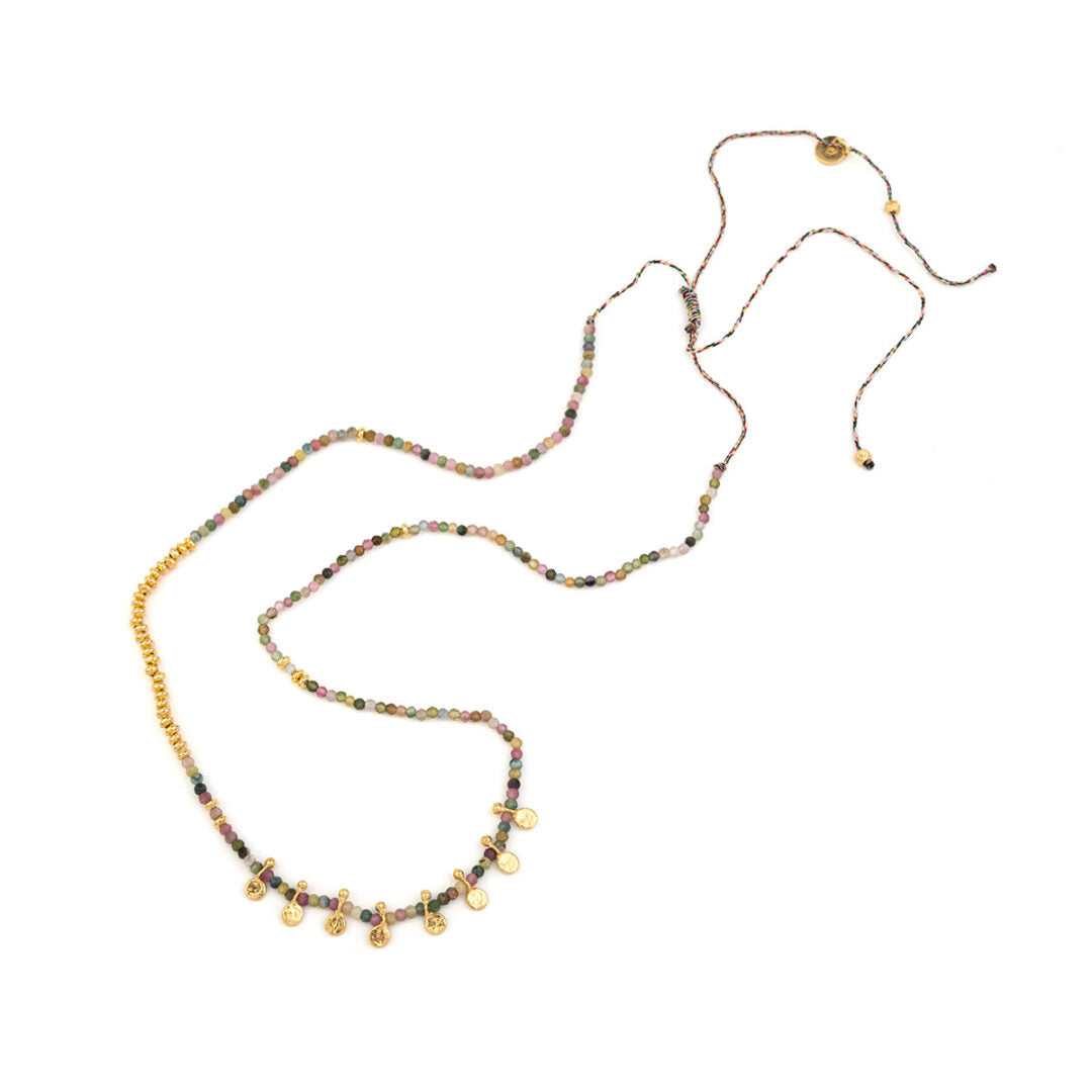 Tourmaline Gemstone Necklace - 925 Sterling Silver and Gold Plated