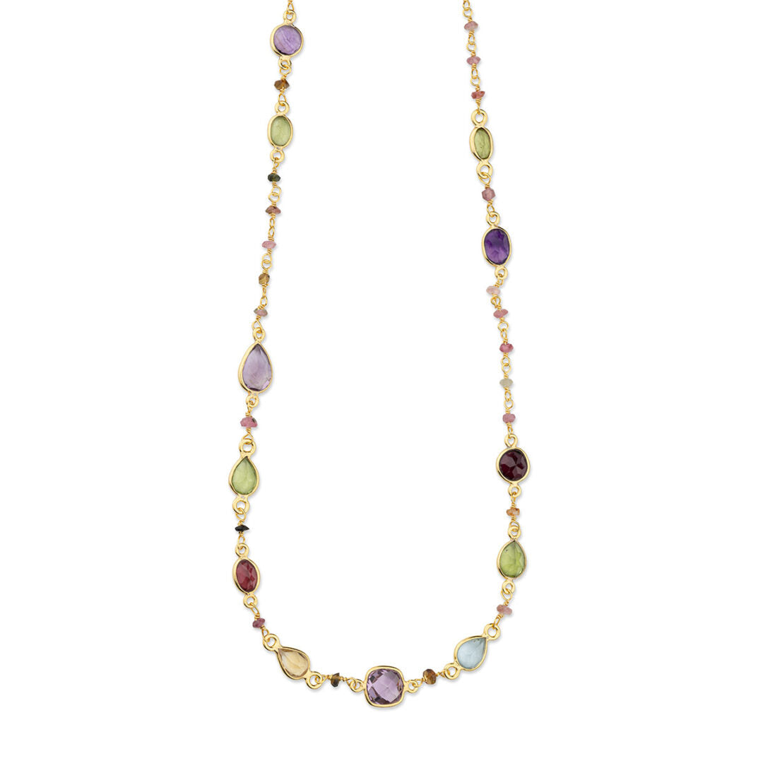 Tourmaline Necklace in 925 Sterling Silver with Gold Plating