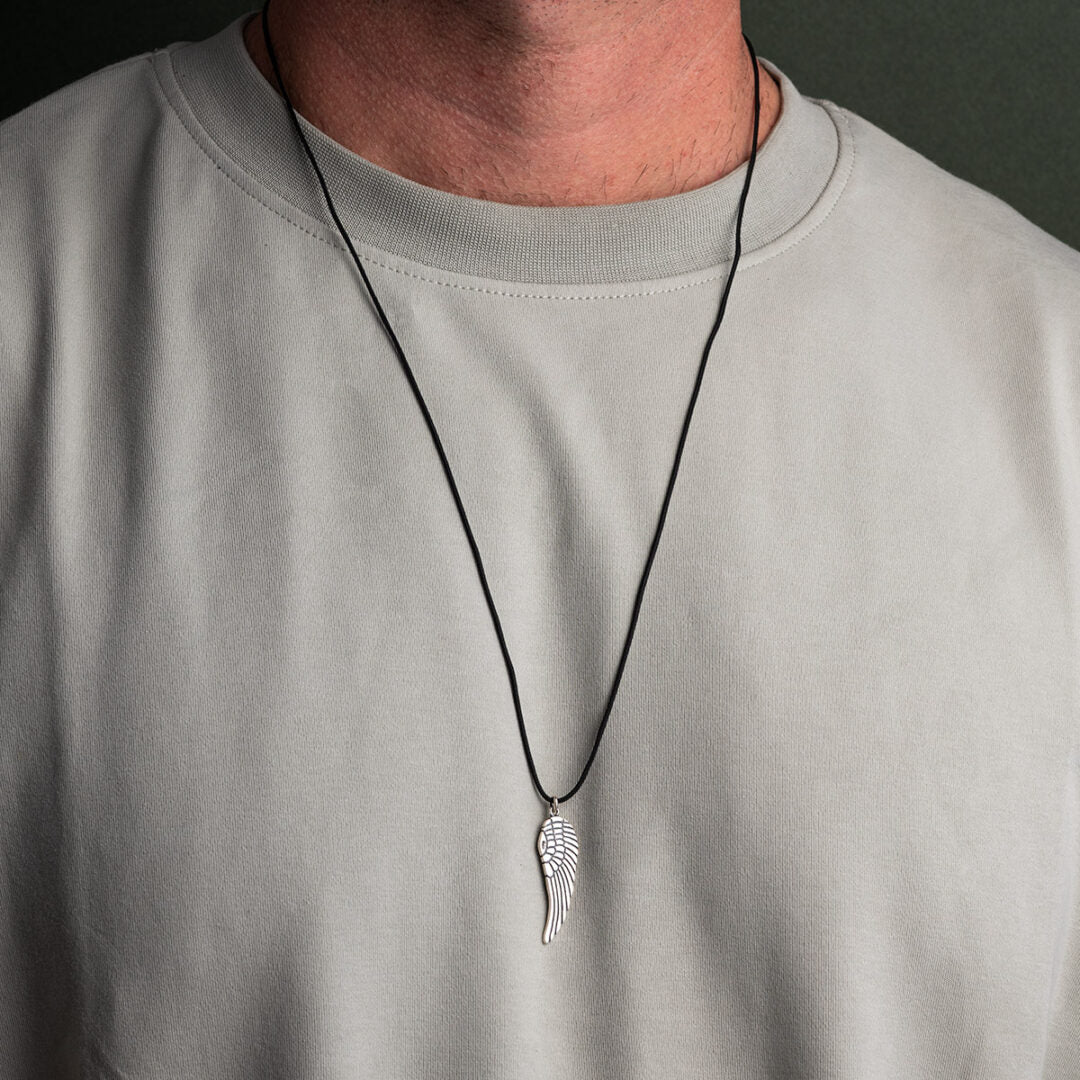 925 Sterling Silver Feather Cord Necklace