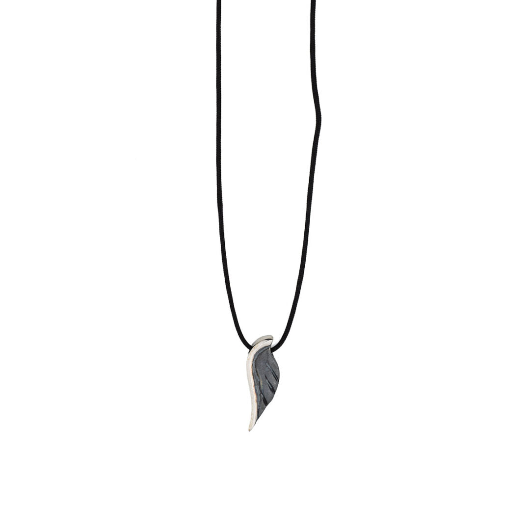 Feather Cord Necklace in 925 Sterling Silver