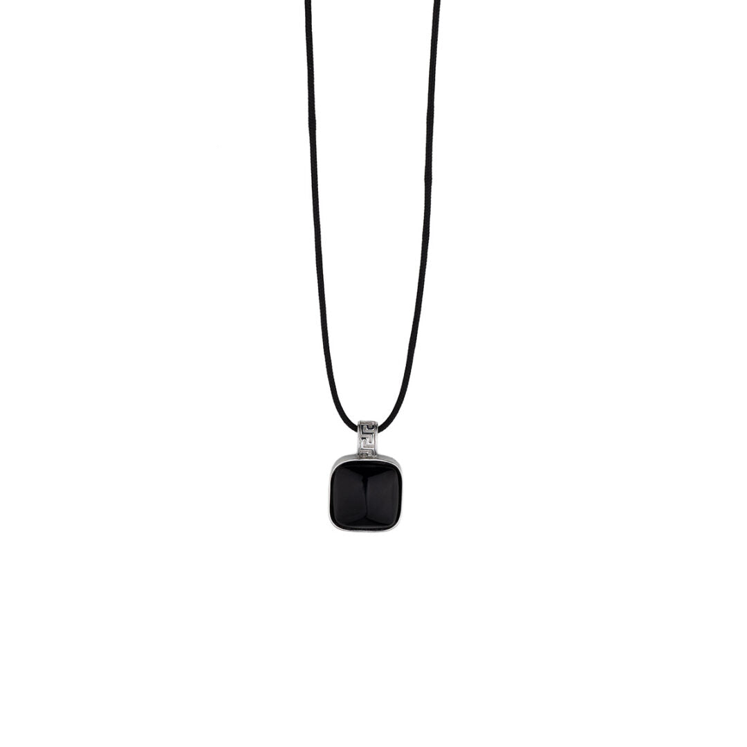 Cord Necklace with Stone - 925 Sterling Silver