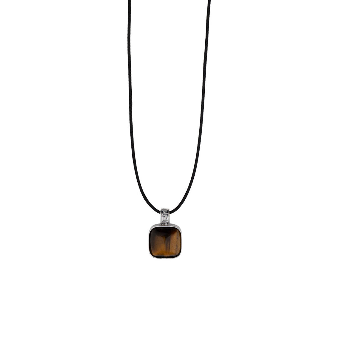 Cord Necklace with Stone - 925 Sterling Silver