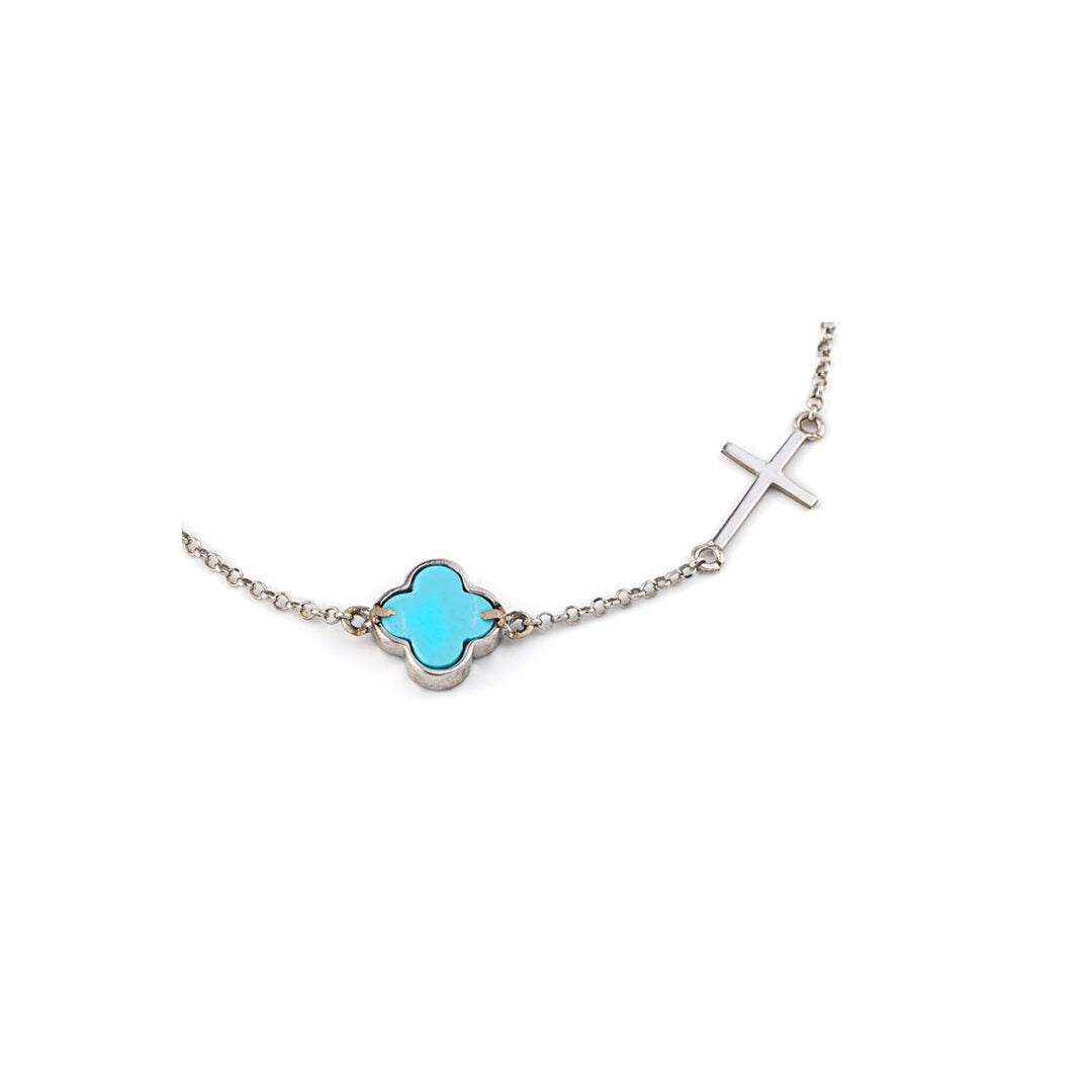 Sterling silver Turquoise Cross bracelet with zircon