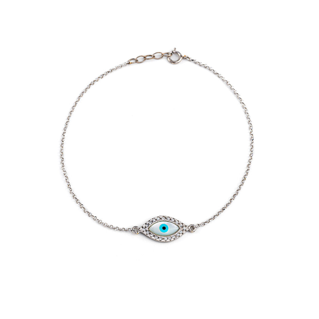 Sterling silver Evil Eye Chain bracelet with zircon