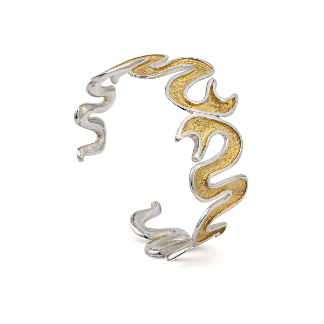Snake Flexible Cuff Bracelet - 925 Sterling Silver and Gold Plated
