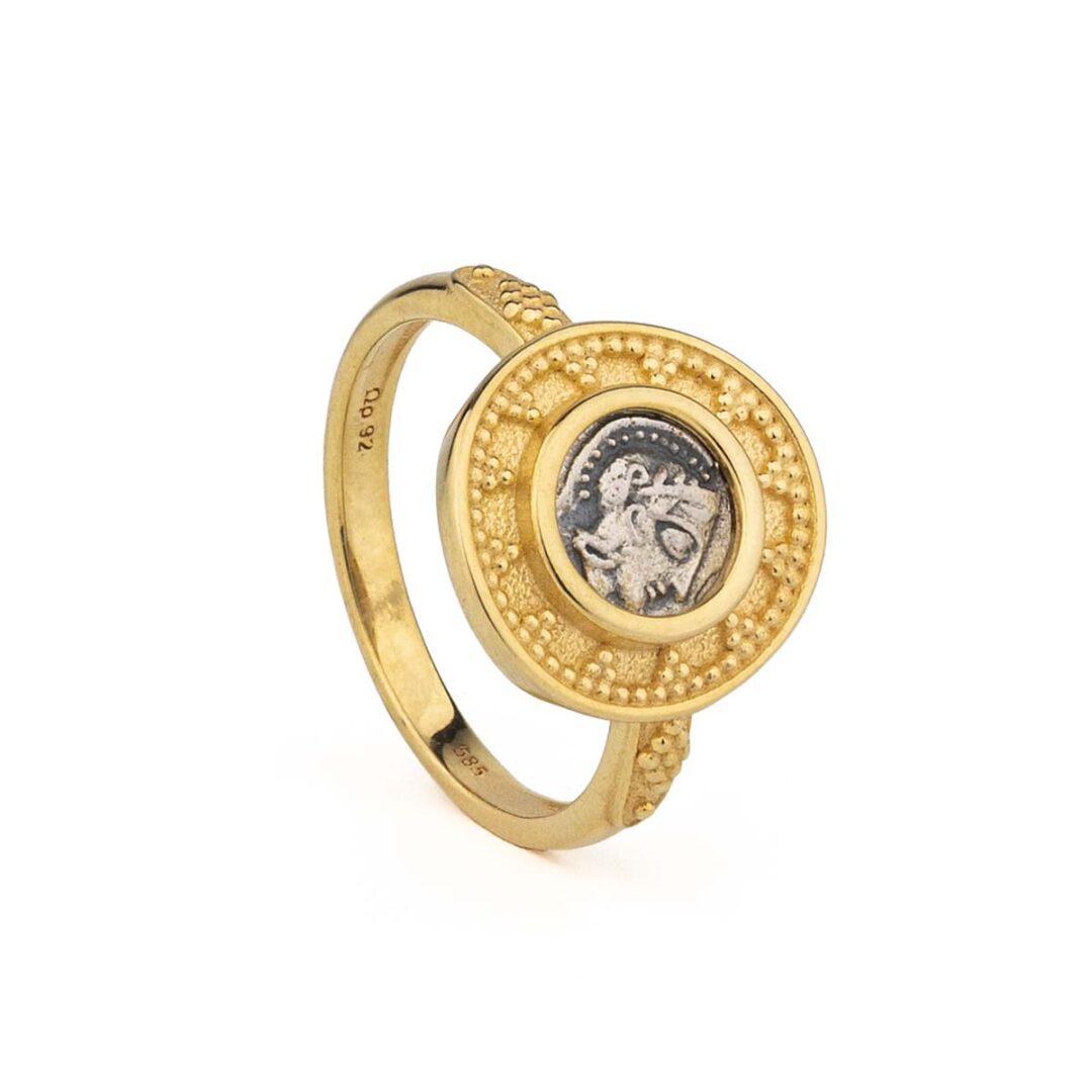 Goddess Athena Round Ring - 14k Gold and Sterling Silver
