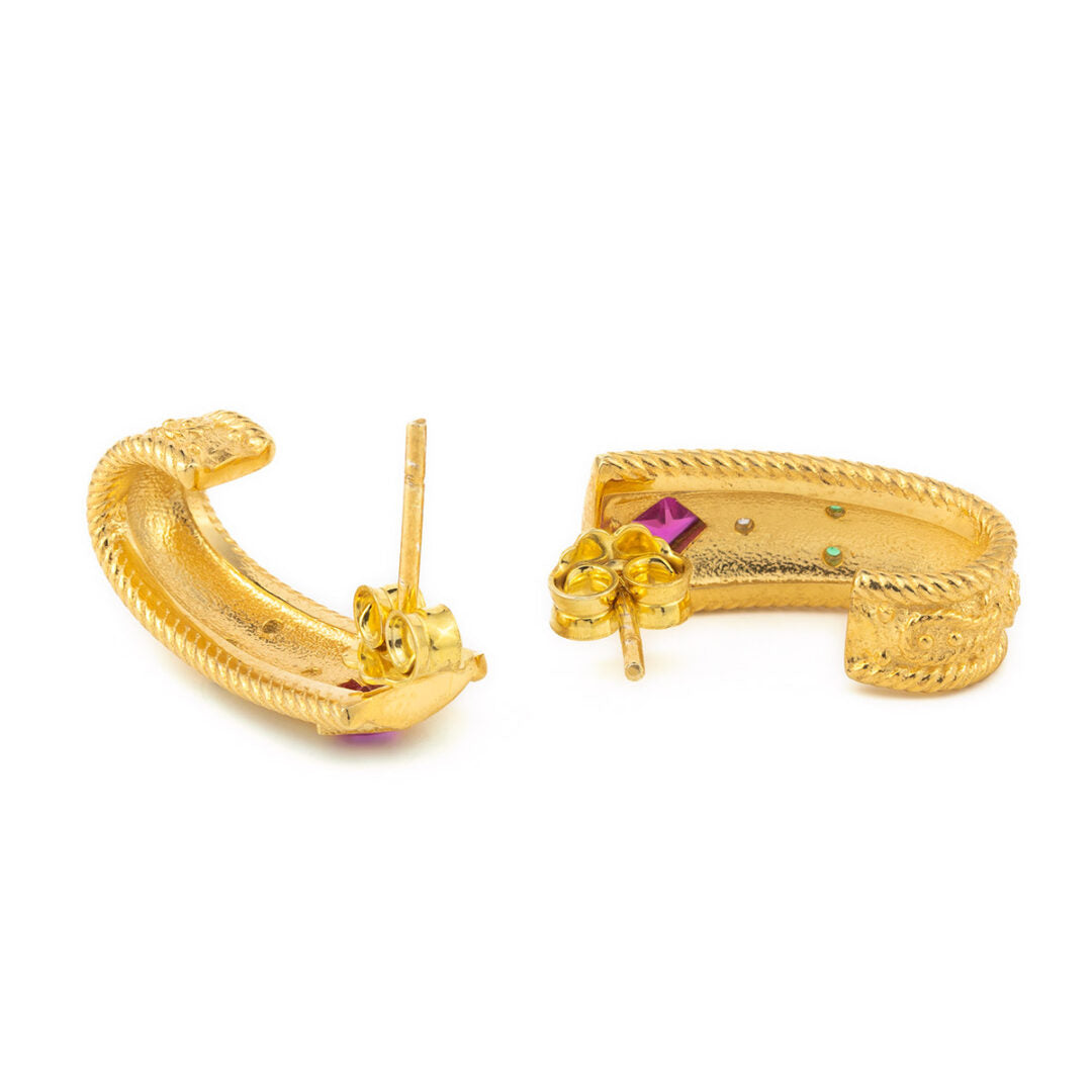 Byzantine Earrings with Crystals – Sterling Silver and Gold Plated