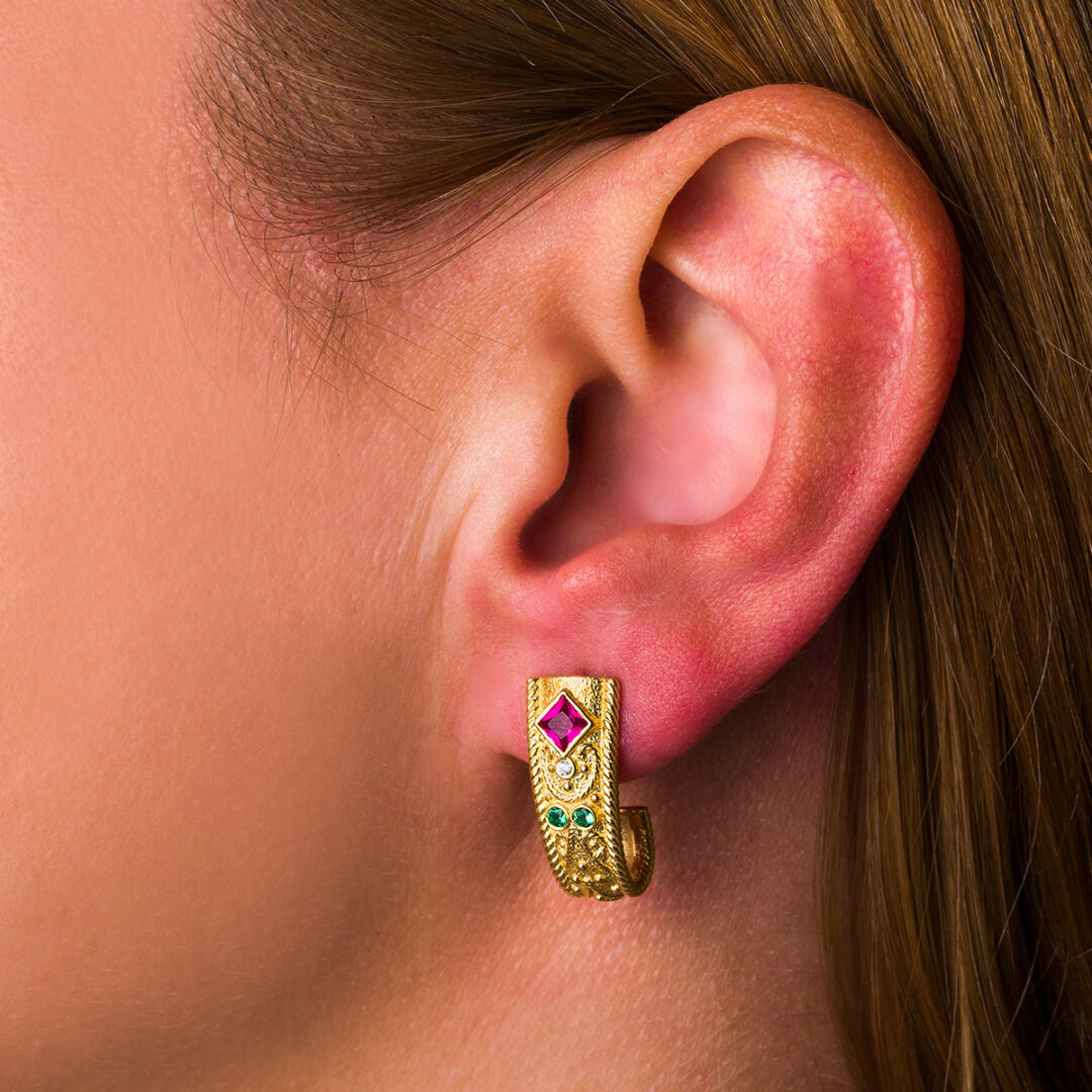 Byzantine Earrings with Crystals – Sterling Silver and Gold Plated