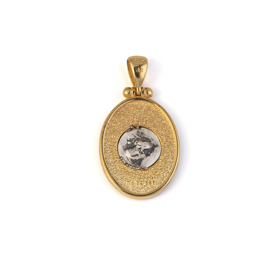 Athena Coin Oval Pendant - 14K Gold and Sterling Silver