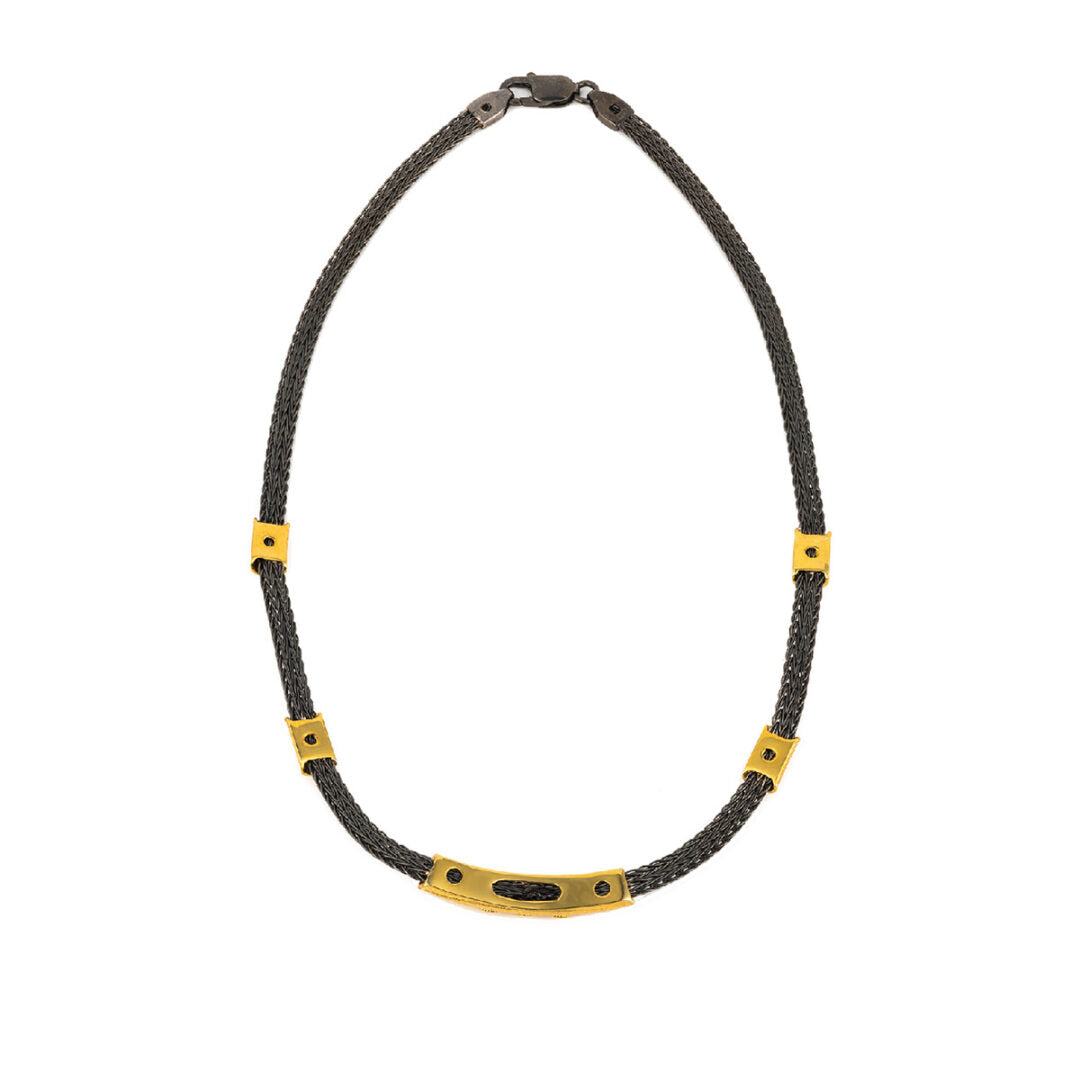Byzantine Silver Gold Plated Necklace with Crystals