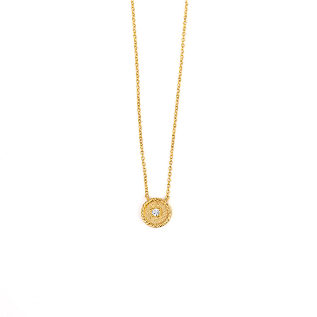 Gold Zircon Necklace - 9K