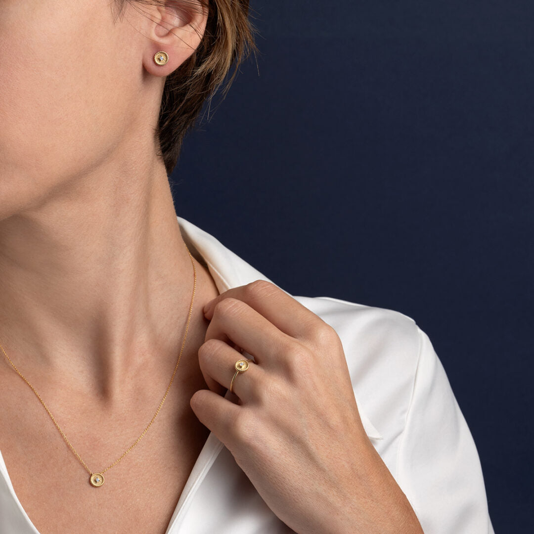 Gold Zircon Necklace - 9K
