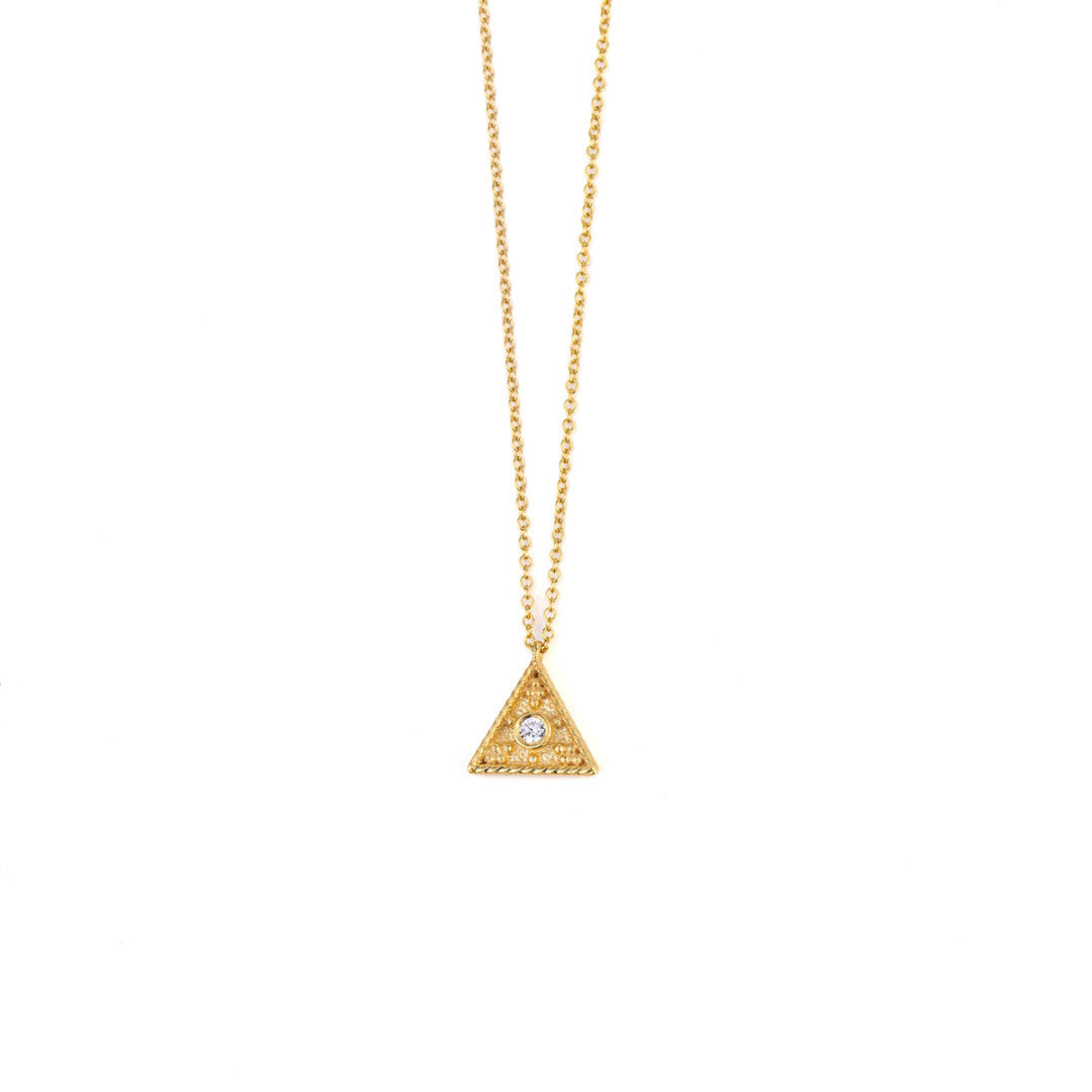 Triangle Zircon Necklace - 9K Gold