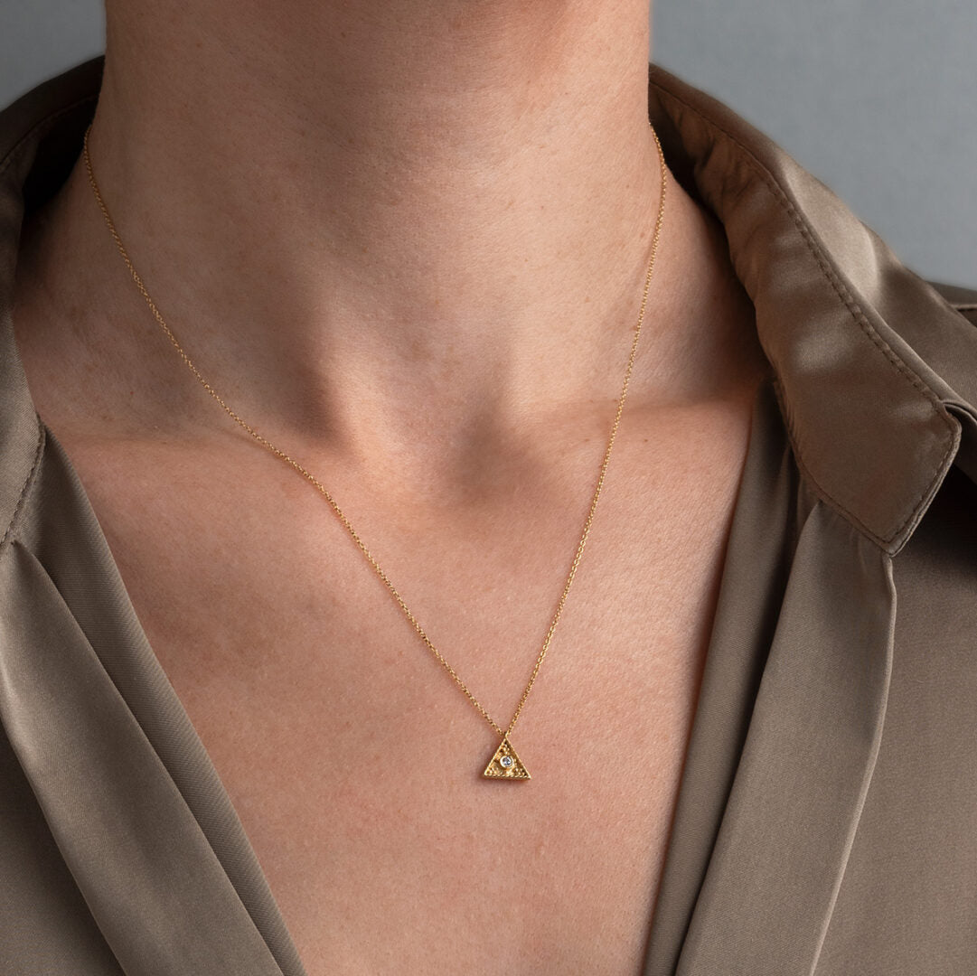 Triangle Zircon Necklace - 9K Gold