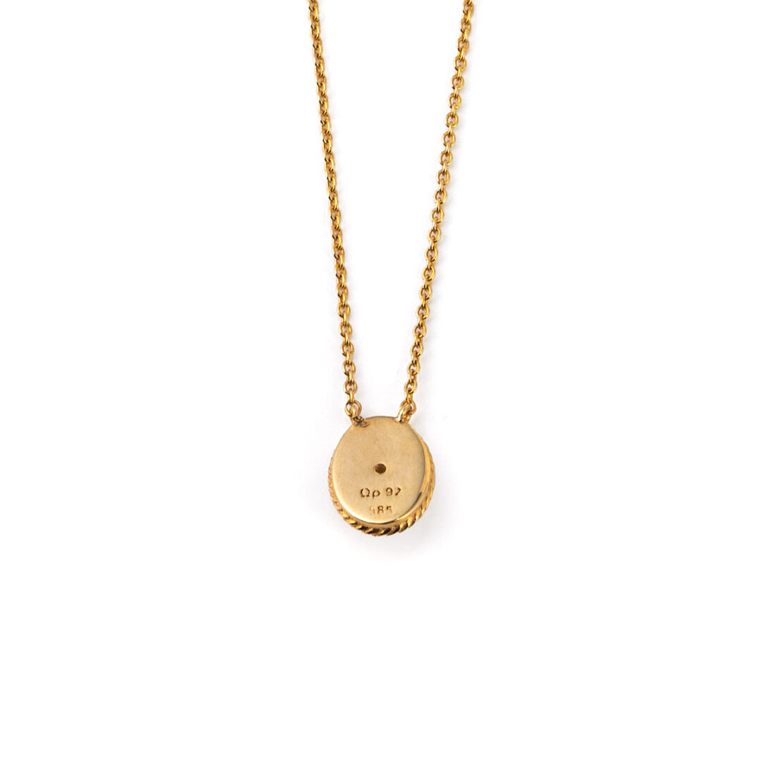 Circle Zircon Necklace – 14K Solid Yellow Gold
