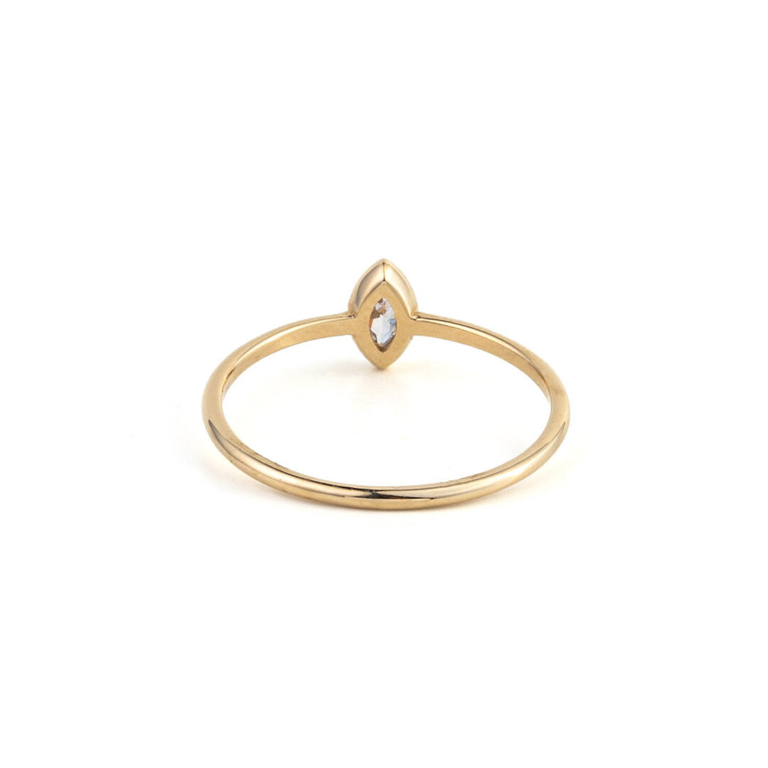 Tear Drop Zircon Ring - 14K Gold